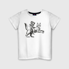 Детская футболка хлопок с принтом Верхом на Бабре в Екатеринбурге, 100% хлопок | круглый вырез горловины, полуприлегающий силуэт, длина до линии бедер | Тематика изображения на принте: бабр | байкал | сибирь
