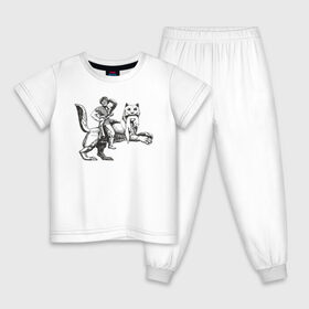 Детская пижама хлопок с принтом Верхом на Бабре в Екатеринбурге, 100% хлопок |  брюки и футболка прямого кроя, без карманов, на брюках мягкая резинка на поясе и по низу штанин
 | Тематика изображения на принте: бабр | байкал | сибирь