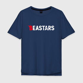 Мужская футболка хлопок Oversize с принтом BEASTARS LOGO ЛОГО в Екатеринбурге, 100% хлопок | свободный крой, круглый ворот, “спинка” длиннее передней части | anime | beastar | beastars | beastats | bestars | juno | wolf | аниме | волк | выдающиеся звери | выдающийся зверь | зверь | легоси | легоши