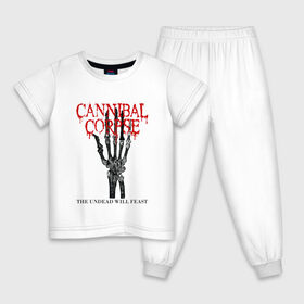 Детская пижама хлопок с принтом Cannibal Corpse Труп Каннибала (Z) в Екатеринбурге, 100% хлопок |  брюки и футболка прямого кроя, без карманов, на брюках мягкая резинка на поясе и по низу штанин
 | cannibal | cannibal corpse | corpse | death metal | deathgrind | алекс уэбстер | брутальный дэт метал | дэт метал | дэтграйнд | пол мазуркевич | роб барретт | рука | скелет | труп каннибала