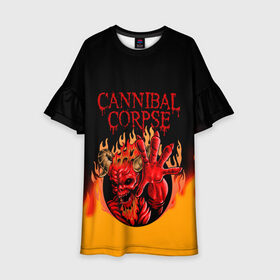 Детское платье 3D с принтом Cannibal Corpse | Труп Каннибала (Z) в Екатеринбурге, 100% полиэстер | прямой силуэт, чуть расширенный к низу. Круглая горловина, на рукавах — воланы | cannibal | cannibal corpse | corpse | death metal | deathgrind | алекс уэбстер | брутальный дэт метал | дэт метал | дэтграйнд | пол мазуркевич | роб барретт | труп каннибала