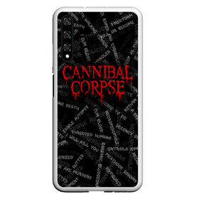 Чехол для Honor 20 с принтом Cannibal Corpse | Songs (Z) в Екатеринбурге, Силикон | Область печати: задняя сторона чехла, без боковых панелей | cannibal | cannibal corpse | corpse | death metal | deathgrind | алекс уэбстер | брутальный дэт метал | дэт метал | дэтграйнд | пол мазуркевич | роб барретт | труп каннибала