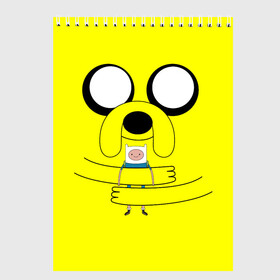 Скетчбук с принтом Время приключений собака Джейк в Екатеринбурге, 100% бумага
 | 48 листов, плотность листов — 100 г/м2, плотность картонной обложки — 250 г/м2. Листы скреплены сверху удобной пружинной спиралью | бульдог | время приключений | вымышленный персонаж | глаза | джейк | желтый | животное | мультфильм | объятье | персонаж | собака | финн | человечек