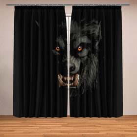 Фотошторы с принтом Оборотень | Werewolf в Екатеринбурге, Блэкаут (светозащита 90%) / Габардин (светозащита 40% | 2 полотна шириной по 145 см; Высота 200-300 см; Крепление: шторная лента (на крючки); | Тематика изображения на принте: werewolf | волк | зверь | зло | мистика | монстр | оборотень | полнолуние | ужасы