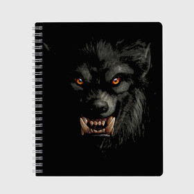 Тетрадь с принтом Оборотень | Werewolf в Екатеринбурге, 100% бумага | 48 листов, плотность листов — 60 г/м2, плотность картонной обложки — 250 г/м2. Листы скреплены сбоку удобной пружинной спиралью. Уголки страниц и обложки скругленные. Цвет линий — светло-серый
 | werewolf | волк | зверь | зло | мистика | монстр | оборотень | полнолуние | ужасы