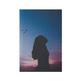 Обложка для паспорта матовая кожа с принтом Девушка в Екатеринбурге, натуральная матовая кожа | размер 19,3 х 13,7 см; прозрачные пластиковые крепления | Тематика изображения на принте: девушка | небо | облака | природа | птицы | фото