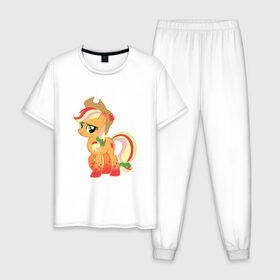 Мужская пижама хлопок с принтом My Little Pony - AppleJack в Екатеринбурге, 100% хлопок | брюки и футболка прямого кроя, без карманов, на брюках мягкая резинка на поясе и по низу штанин
 | applejack | friendship | mylittlepony | twilight sparkle | waifu | вайфу | дружба это магия | кони | моя маленькая пони | мультфильм | пони | эплджек