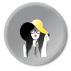 Значок с принтом Fashion в Екатеринбурге,  металл | круглая форма, металлическая застежка в виде булавки | женщина | красота | мода | шляпа