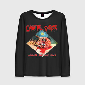 Женский лонгслив 3D с принтом Cannibal Corpse в Екатеринбурге, 100% полиэстер | длинные рукава, круглый вырез горловины, полуприлегающий силуэт | at | back | bleeding | bloodthirst | butchered | cannibal | corpse | eaten | evisceration | gallery | gore | kill | kreaton | life | mutilated | obsessed | of | slayer | sodom | spawn | suicide | the | to | tomb | unimagined | vile | vi