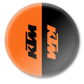 Значок с принтом KTM | КТМ (Z) в Екатеринбурге,  металл | круглая форма, металлическая застежка в виде булавки | Тематика изображения на принте: enduro | ktm | moto | moto sport | motocycle | sportmotorcycle | ктм | мото | мото спорт | мотоспорт | спорт мото