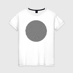 Женская футболка хлопок с принтом Иллюзия (Шар) в Екатеринбурге, 100% хлопок | прямой крой, круглый вырез горловины, длина до линии бедер, слегка спущенное плечо | диско | зрение | иллюзии | обман | полосы | узор | шар | шахматы