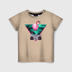 Детская футболка 3D с принтом Фламинго в Екатеринбурге, 100% гипоаллергенный полиэфир | прямой крой, круглый вырез горловины, длина до линии бедер, чуть спущенное плечо, ткань немного тянется | африка | крылья | мода | прикольные | природа | птица | розовый | фламинго | цвет | яркие