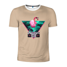 Мужская футболка 3D спортивная с принтом Фламинго в Екатеринбурге, 100% полиэстер с улучшенными характеристиками | приталенный силуэт, круглая горловина, широкие плечи, сужается к линии бедра | африка | крылья | мода | прикольные | природа | птица | розовый | фламинго | цвет | яркие