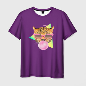 Мужская футболка 3D с принтом Тигр БАБЛ ГАМ в Екатеринбурге, 100% полиэфир | прямой крой, круглый вырез горловины, длина до линии бедер | angry | animal | beast | jaws | predator | teeth | tiger | животное | зверь | злой | клыки | оскал | пасть | тигр | хищник