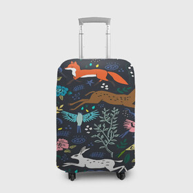 Чехол для чемодана 3D с принтом Звери и Природа в Екатеринбурге, 86% полиэфир, 14% спандекс | двустороннее нанесение принта, прорези для ручек и колес | зайка | заяц | зверь | лес | лис | лиса | лисица | лисонька | олень | природа | птица | рога | рыжая | хищник | цветы