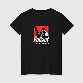 Женская футболка хлопок с принтом Fallout New Vegas в Екатеринбурге, 100% хлопок | прямой крой, круглый вырез горловины, длина до линии бедер, слегка спущенное плечо | fallout new vegas | игра | персонаж | фаллаут | фоллаут