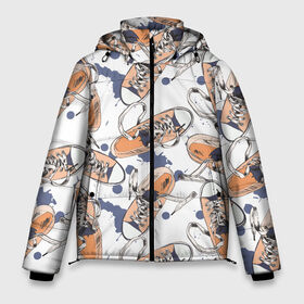 Мужская зимняя куртка 3D с принтом Кеды Sneakers в Екатеринбурге, верх — 100% полиэстер; подкладка — 100% полиэстер; утеплитель — 100% полиэстер | длина ниже бедра, свободный силуэт Оверсайз. Есть воротник-стойка, отстегивающийся капюшон и ветрозащитная планка. 

Боковые карманы с листочкой на кнопках и внутренний карман на молнии. | half sneakers | shoes | sneakers | кеды | крассы | кроссовки | обувь | полукеды | спорт