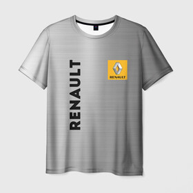 Мужская футболка 3D с принтом Renault Сталь в Екатеринбурге, 100% полиэфир | прямой крой, круглый вырез горловины, длина до линии бедер | line | renault | reno | yellow | дорога | желтая | лайв | лайн | лайф | линия | пассион | полоса | разметка | рено | сталь | фор