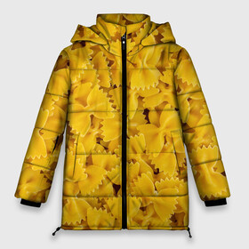 Женская зимняя куртка Oversize с принтом Макароны бабочки в Екатеринбурге, верх — 100% полиэстер; подкладка — 100% полиэстер; утеплитель — 100% полиэстер | длина ниже бедра, силуэт Оверсайз. Есть воротник-стойка, отстегивающийся капюшон и ветрозащитная планка. 

Боковые карманы с листочкой на кнопках и внутренний карман на молнии | butterflies | dish | food | italy | noodles | pasta | side dish | бабочки | блюдо | гарнир | еда | италия | лапша | макароны | паста