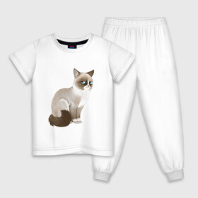 Детская пижама хлопок с принтом Grumpy Cat в Екатеринбурге, 100% хлопок |  брюки и футболка прямого кроя, без карманов, на брюках мягкая резинка на поясе и по низу штанин
 | grumpy cat | грустный кот | кот мем | мем | сердитая кошка