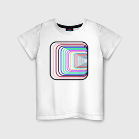 Детская футболка хлопок с принтом Иллюзия (Квадрат) в Екатеринбурге, 100% хлопок | круглый вырез горловины, полуприлегающий силуэт, длина до линии бедер | диско | зрение | иллюзии | квадрат | куб | обман | полосы | радуга | узор | шар | шахматы
