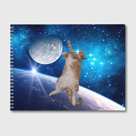 Альбом для рисования с принтом Кисулькин в космосе в Екатеринбурге, 100% бумага
 | матовая бумага, плотность 200 мг. | астроном пушистый | барсик | звезды | космос | котики | коты