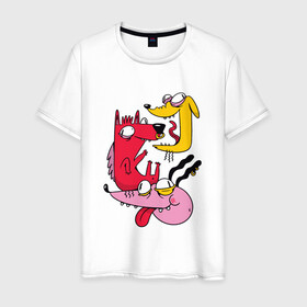 Мужская футболка хлопок с принтом Crazy Dogs Безумный собаки в Екатеринбурге, 100% хлопок | прямой крой, круглый вырез горловины, длина до линии бедер, слегка спущенное плечо. | art | cartoon | cringe | dog | frenzy | insane | insanity | madness | psycho | punk | punks | punks dead | vintage | арт | безумие | винтаж | иллюстрация | крезанутые | крейзи | кринж | мультяшные | мэднесс | панк | панки | псих | психи | соб