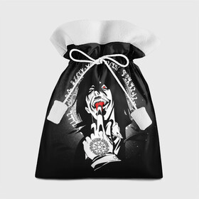 Подарочный 3D мешок с принтом Лицо голодного Алукарда в Екатеринбурге, 100% полиэстер | Размер: 29*39 см | Тематика изображения на принте: alucard | anime | hellsing | алукард | аниме | вампир | знак | комиксы | манга | печать алукарда | печать кромвеля | хеллсинг