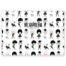 Поздравительная открытка с принтом Токийский гуль персонажи в Екатеринбурге, 100% бумага | плотность бумаги 280 г/м2, матовая, на обратной стороне линовка и место для марки
 | anime | kaneki ken | tokyo ghoul | tokyo ghoul: re | аниме | анимэ | гули | джузо сузуя | канеки кен | кузен йошимура | наки | нишики нишио | ре | ренджи йомо | ризе камиширо | токийский гуль | тоука киришима | ута