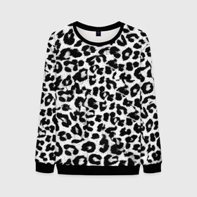 Мужской свитшот 3D с принтом Снежный Барс в Екатеринбурге, 100% полиэстер с мягким внутренним слоем | круглый вырез горловины, мягкая резинка на манжетах и поясе, свободная посадка по фигуре | cheetah | leopard | wool | барс | леопард