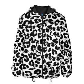 Мужская куртка 3D с принтом Снежный Барс в Екатеринбурге, ткань верха — 100% полиэстер, подклад — флис | прямой крой, подол и капюшон оформлены резинкой с фиксаторами, два кармана без застежек по бокам, один большой потайной карман на груди. Карман на груди застегивается на липучку | cheetah | leopard | wool | барс | леопард