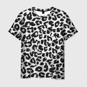 Мужская футболка 3D с принтом Снежный Барс в Екатеринбурге, 100% полиэфир | прямой крой, круглый вырез горловины, длина до линии бедер | cheetah | leopard | wool | барс | леопард