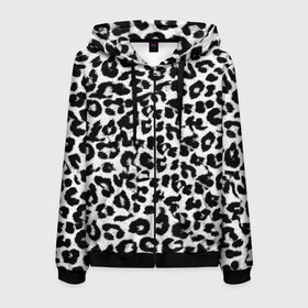 Мужская толстовка 3D на молнии с принтом Снежный Барс в Екатеринбурге, 100% полиэстер | длина до линии бедра, манжеты и пояс оформлены мягкой тканевой резинкой, двухслойный капюшон со шнурком для регулировки, спереди молния, по бокам два кармана | cheetah | leopard | wool | барс | леопард