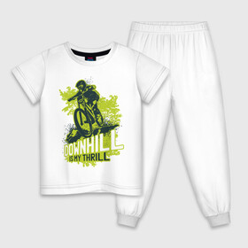 Детская пижама хлопок с принтом Downhill в Екатеринбурге, 100% хлопок |  брюки и футболка прямого кроя, без карманов, на брюках мягкая резинка на поясе и по низу штанин
 | art | bicycle | cyclist | downhill | extreme | sport | арт | велосипед | велосипедист | спорт | экстрим