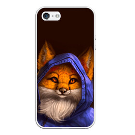 Чехол для iPhone 5/5S матовый с принтом Лисенок в капюшоне в Екатеринбурге, Силикон | Область печати: задняя сторона чехла, без боковых панелей | fox | foxy | животное | звери | лиса | лисенок | лисичка | милая | рыжая | фокс
