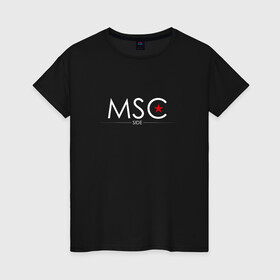 Женская футболка хлопок с принтом MSCside collection | MSC (2021) в Екатеринбурге, 100% хлопок | прямой крой, круглый вырез горловины, длина до линии бедер, слегка спущенное плечо | 0x000000123 | moscow | moscow side | mscside | москва