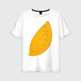 Женская футболка хлопок Oversize с принтом Сочный чебурек в Екатеринбурге, 100% хлопок | свободный крой, круглый ворот, спущенный рукав, длина до линии бедер
 | бабрбук | байкал