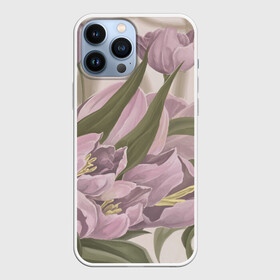 Чехол для iPhone 13 Pro Max с принтом Сахарный розовый в Екатеринбурге,  |  | flowers | sugar pink | бутоны | весна | женственность | нежность | природа | тюльпан | флавер | цветы