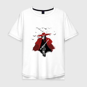 Мужская футболка хлопок Oversize с принтом Hellsing bats в Екатеринбурге, 100% хлопок | свободный крой, круглый ворот, “спинка” длиннее передней части | вампир | винтовка | девушка | летучие мыши