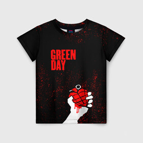 Детская футболка 3D с принтом green day в Екатеринбурге, 100% гипоаллергенный полиэфир | прямой крой, круглый вырез горловины, длина до линии бедер, чуть спущенное плечо, ткань немного тянется | Тематика изображения на принте: american idiot | boulevard of broke | day | green | green day | green day hits | green day lyrics | green day mix | green day music video | green day official | green day songs | green day videos | greenday | music | music video | official | warner record