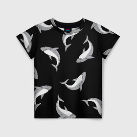 Детская футболка 3D с принтом Акулы в Екатеринбурге, 100% гипоаллергенный полиэфир | прямой крой, круглый вырез горловины, длина до линии бедер, чуть спущенное плечо, ткань немного тянется | shark | акула | дикий | животные | рыба | хищник