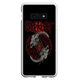 Чехол для Samsung S10E с принтом Slipknot Черепа в Екатеринбурге, Силикон | Область печати: задняя сторона чехла, без боковых панелей | metal | music | rock | slipknot | козел | логотип | металл | музыка | надпись | пентаграмма | рок | слипкнот | узор | цифры | череп