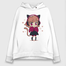 Женское худи Oversize хлопок с принтом Little kawaii anime girl в Екатеринбурге, френч-терри — 70% хлопок, 30% полиэстер. Мягкий теплый начес внутри —100% хлопок | боковые карманы, эластичные манжеты и нижняя кромка, капюшон на магнитной кнопке | Тематика изображения на принте: anime | cute | girl | аниме | арт | девочка | девушка | манга | рисунок | уши