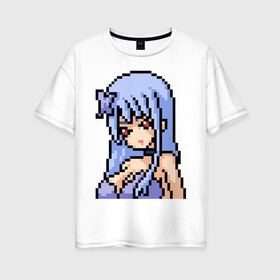 Женская футболка хлопок Oversize с принтом Pixel art anime girl в Екатеринбурге, 100% хлопок | свободный крой, круглый ворот, спущенный рукав, длина до линии бедер
 | anime | art | girl | manga | pixel | аниме | арт | девушка | манга | пиксель
