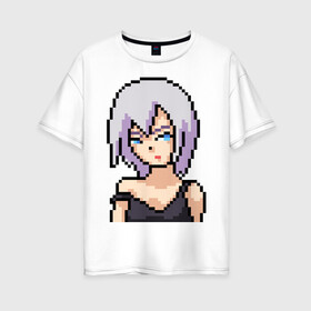 Женская футболка хлопок Oversize с принтом Pixel art anime в Екатеринбурге, 100% хлопок | свободный крой, круглый ворот, спущенный рукав, длина до линии бедер
 | anime | art | girl | manga | pixel | аниме | арт | девушка | манга | пиксель