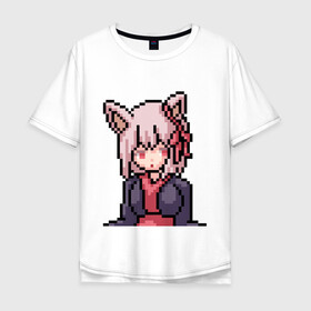 Мужская футболка хлопок Oversize с принтом Pixel art anime в Екатеринбурге, 100% хлопок | свободный крой, круглый ворот, “спинка” длиннее передней части | anime | art | girl | manga | pixel | аниме | арт | девушка | манга | пиксель