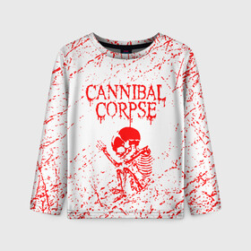 Детский лонгслив 3D с принтом cannibal corpse в Екатеринбурге, 100% полиэстер | длинные рукава, круглый вырез горловины, полуприлегающий силуэт
 | cannibal | cannibal corpse | cannibal corpse butchered at birth | cannibal corpse eaten back to life | cannibal corpse hammer smashed face | corpse | death metal | металл | пластинки с металлическим лезвием | рок | труп каннибала