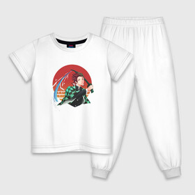Детская пижама хлопок с принтом TANJIRO KAMADO | ТАНДЖИРО в Екатеринбурге, 100% хлопок |  брюки и футболка прямого кроя, без карманов, на брюках мягкая резинка на поясе и по низу штанин
 | Тематика изображения на принте: demon slayer | giuy tomioka | kimetsu no yaiba | kny | nezuko | shinobu | slayer | tanjiro | yoriichi tsugikuni | zenitsu | гию томиока | зенитсу | зенитцу | иноске хашибира | клинок рассекающий демонов | незуко | танджиро | шинобу 