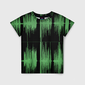 Детская футболка 3D с принтом AUDIOWAVE в Екатеринбурге, 100% гипоаллергенный полиэфир | прямой крой, круглый вырез горловины, длина до линии бедер, чуть спущенное плечо, ткань немного тянется | underground | звук | звуковая волна | звукорежиссер | прикол