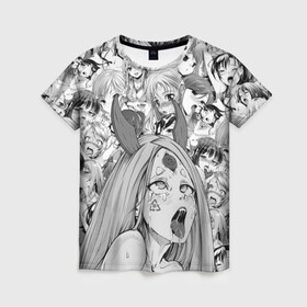 Женская футболка 3D с принтом KAGUYA AHEGAO чернобелое в Екатеринбурге, 100% полиэфир ( синтетическое хлопкоподобное полотно) | прямой крой, круглый вырез горловины, длина до линии бедер | ahegao | japanese anime | kaguya | kawai | kowai | oppai | otaku | senpai | sugoi | waifu | yandere | ахегао | кагуя | ковай | отаку | семпай | сенпай | сэмпай | яндере | японская анимация